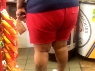 big huge black plus-size bent it over in the gas station