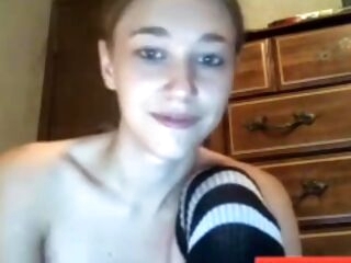 Slender Teenager Flashes Off Puny Tits